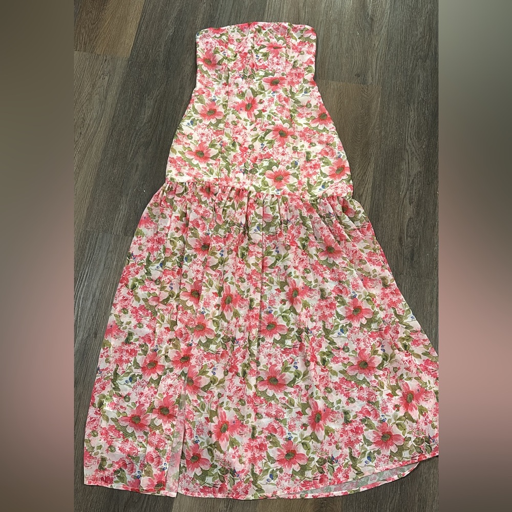 Women’s Strapless Floral Pink Dress